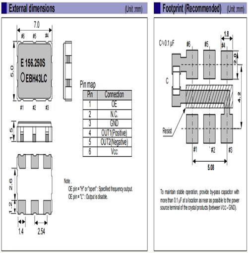 SG7050EBN電信晶振,EPSON差分振蕩器,X1G0045110601