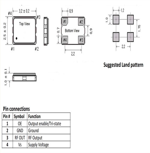 AXTAL時鐘有源晶振,AXE3225WT-50-4G-100.000MHz,HCMOS,3225mm,AXE3225WT系列
