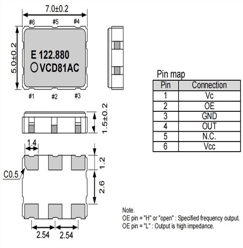 VG7050CDN,X1G004861000600,7050mm,125MHz,EPSON壓控晶振