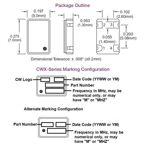 CWX813-020.48M,20.48MHz,7050mm,ConnorWinfield時鐘振蕩器,導航晶振