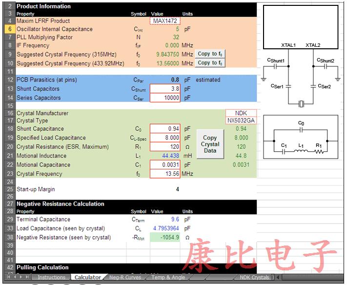 可用于計算晶振頻率精度的ISM-RF水晶計算器