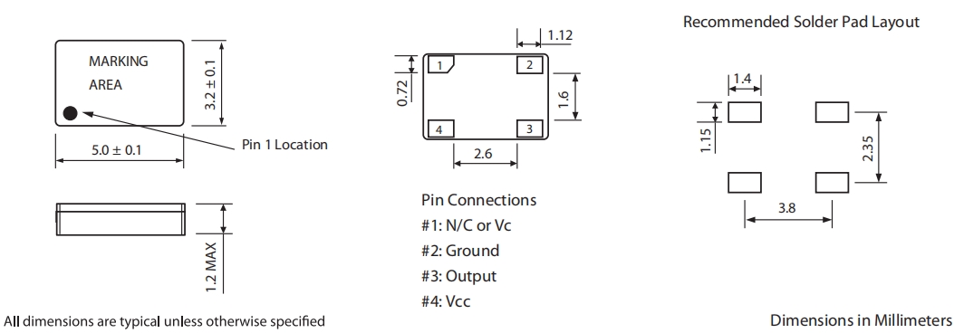 5032mm溫補晶振,405系列振蕩器,MTI-milliren米利倫晶振