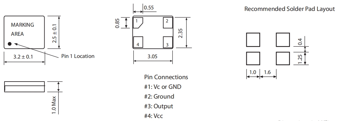 406系列有源晶振,米利倫TCXO晶振,3225mm小體積振蕩器